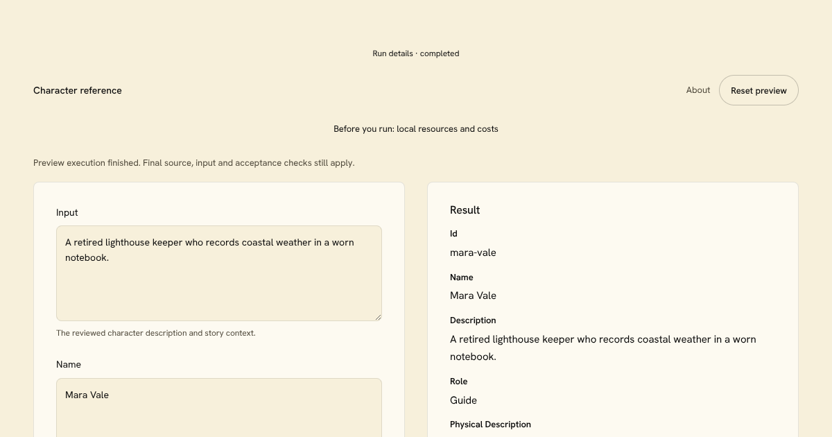 Character reference Block preview
