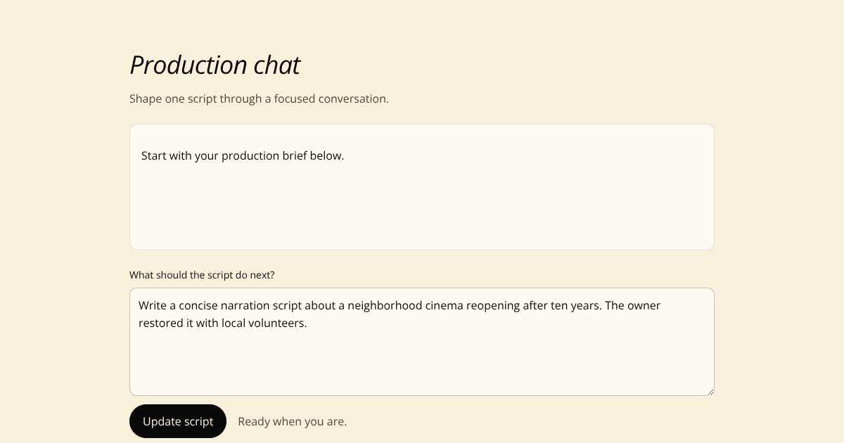 Production chat Block preview