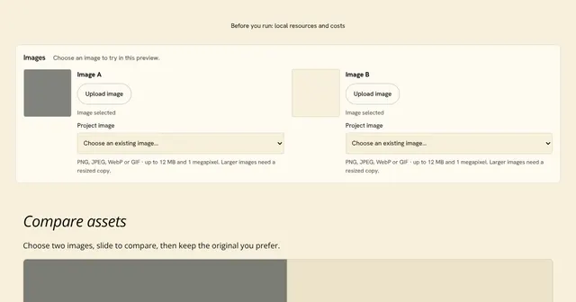 Compare assets preview