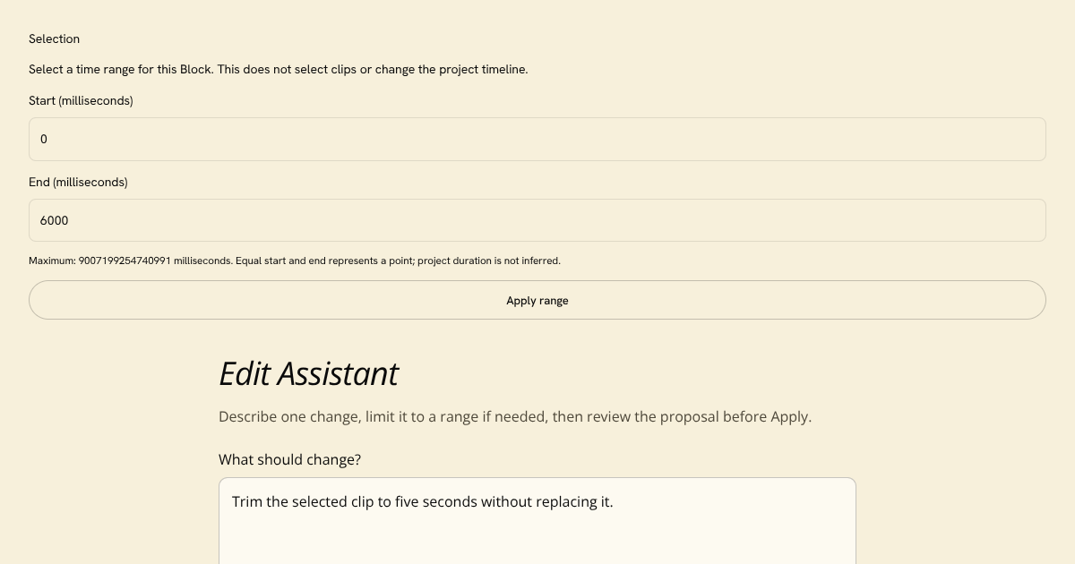 Edit Assistant Block preview