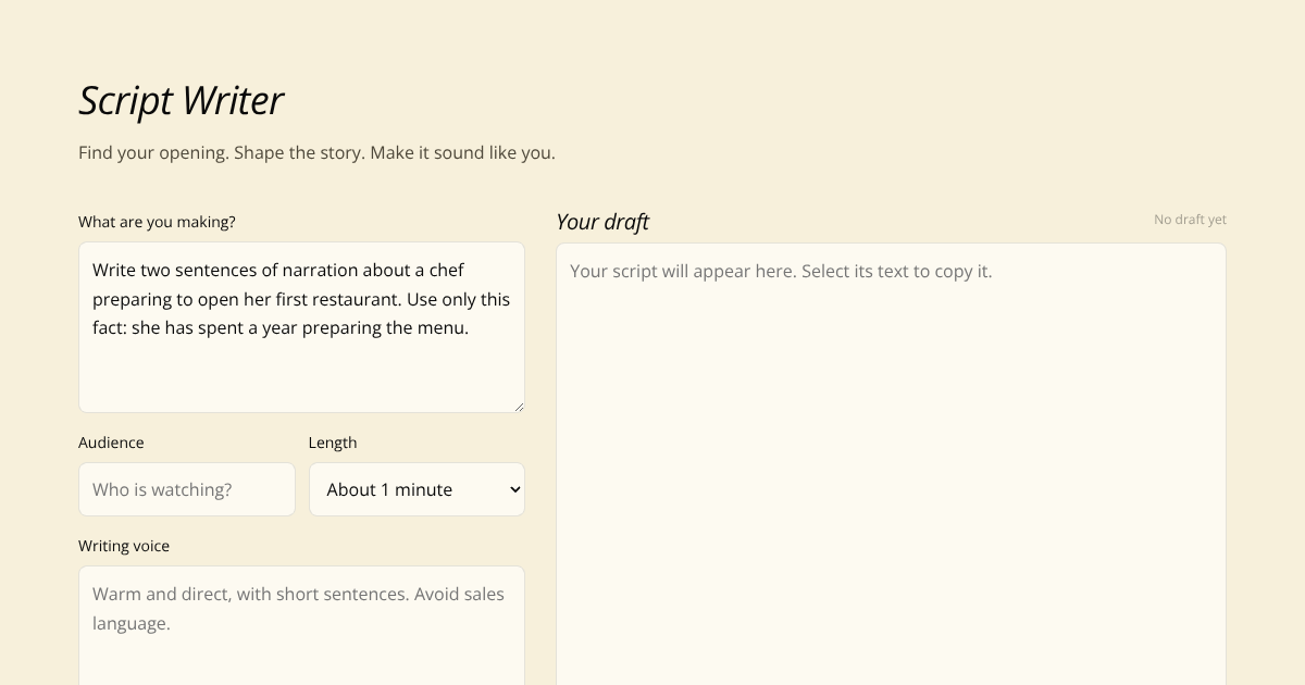 Script Writer Block preview