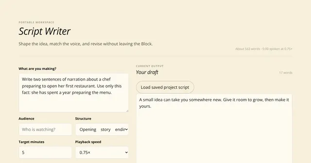 Script Writer preview