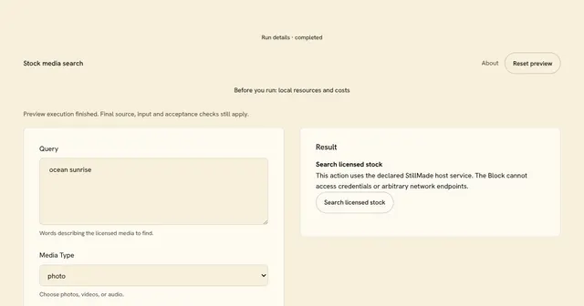 Stock media search preview